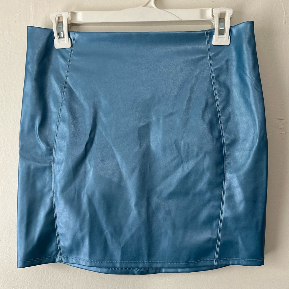 Metallic Blue Y2K Miniskirt